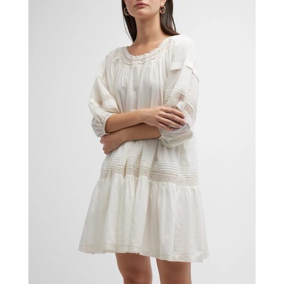 THE GREAT Dress Women’s Large The Short Nightingale Mini White Peasant Farmhouse - Picture 5 of 16